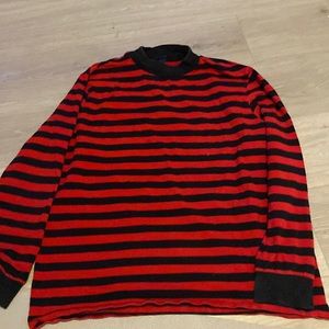 red and black strpied crewneck